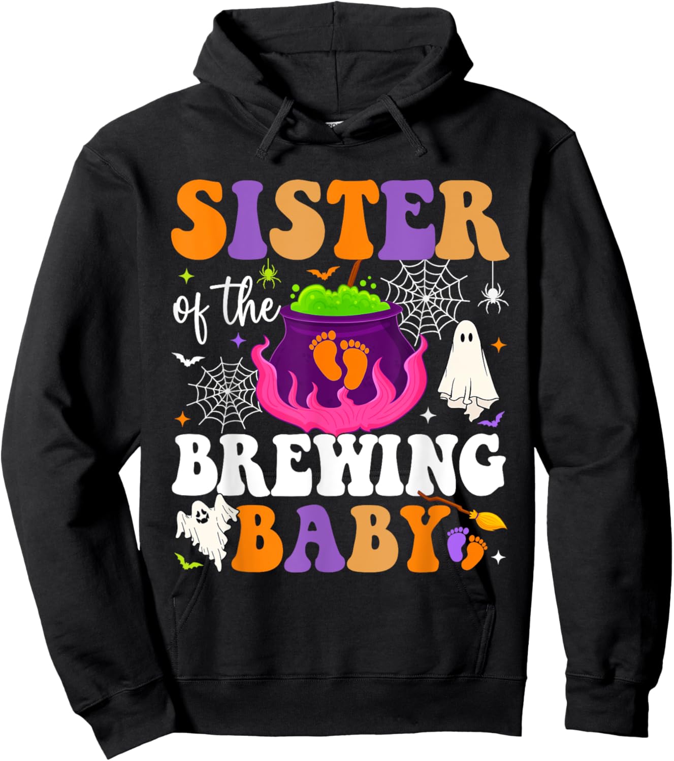 Sister of Brewing Baby Halloween Theme Baby Shower Spooky Hoodie - Hoodie | Black