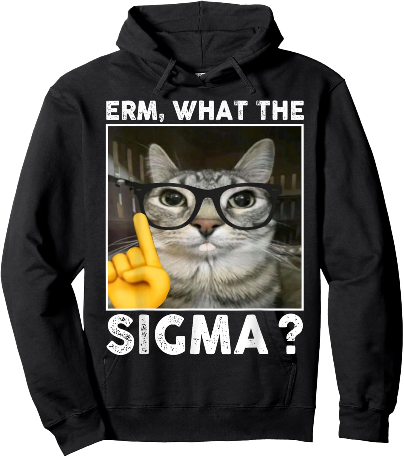 Erm, What the Sigma? Cat Meme Funny Cat With Sunglasses Hoodie - Hoodie | Black