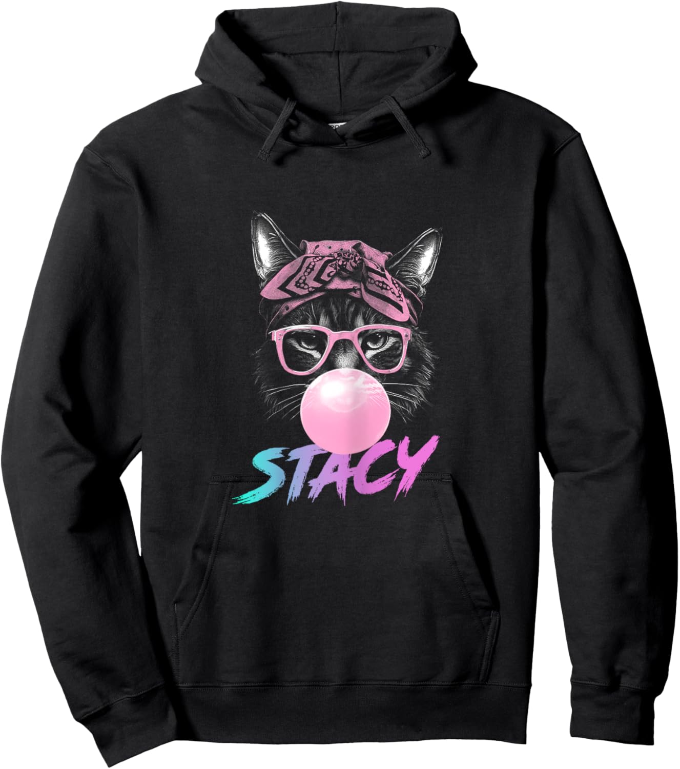 STACY - Adorable girl name with cute Cat Hoodie - Hoodie | Black