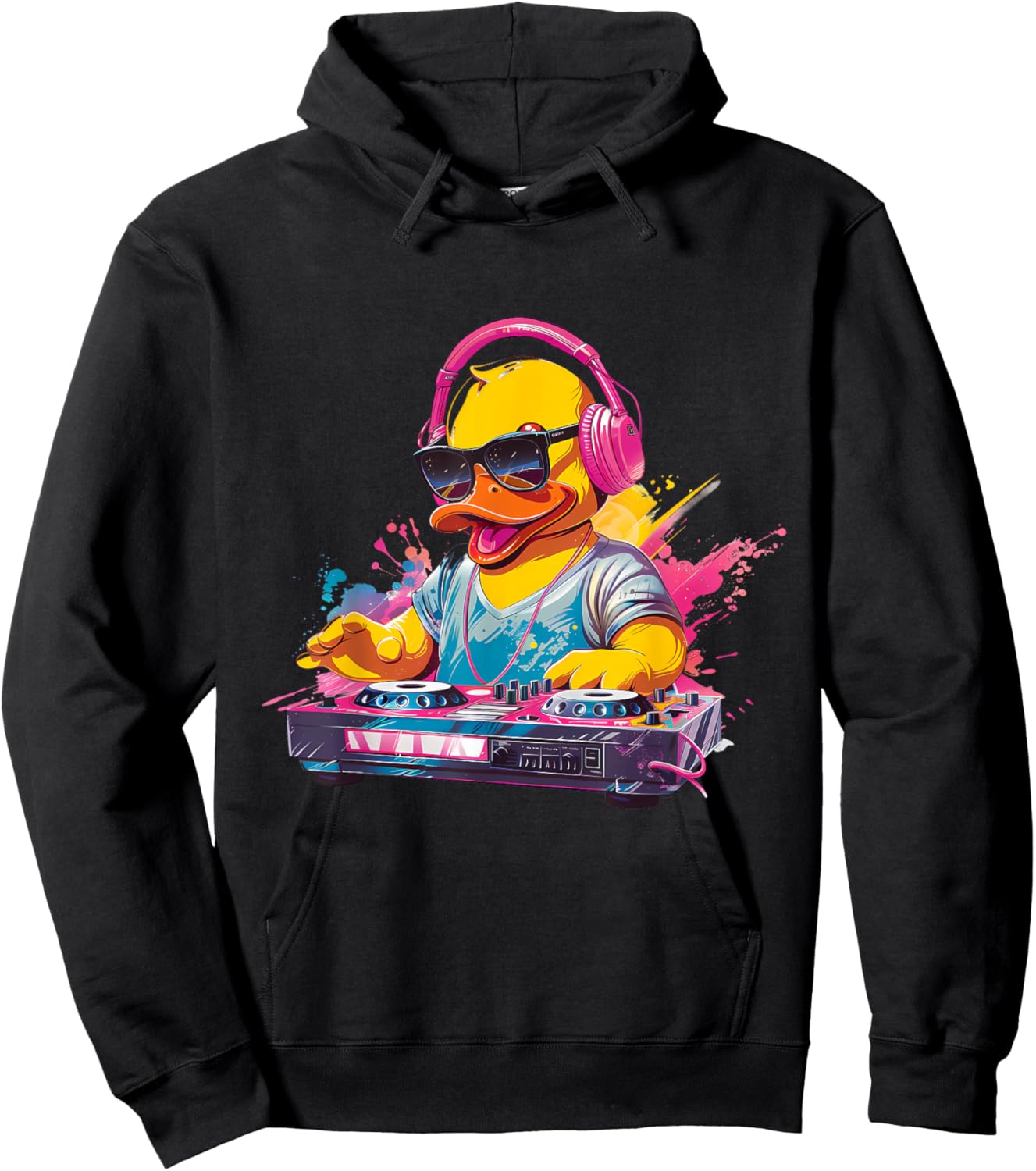 Rubber Duck Turntable DJ Watercolor Music DJ Rubber Duckie Hoodie - Hoodie | Black