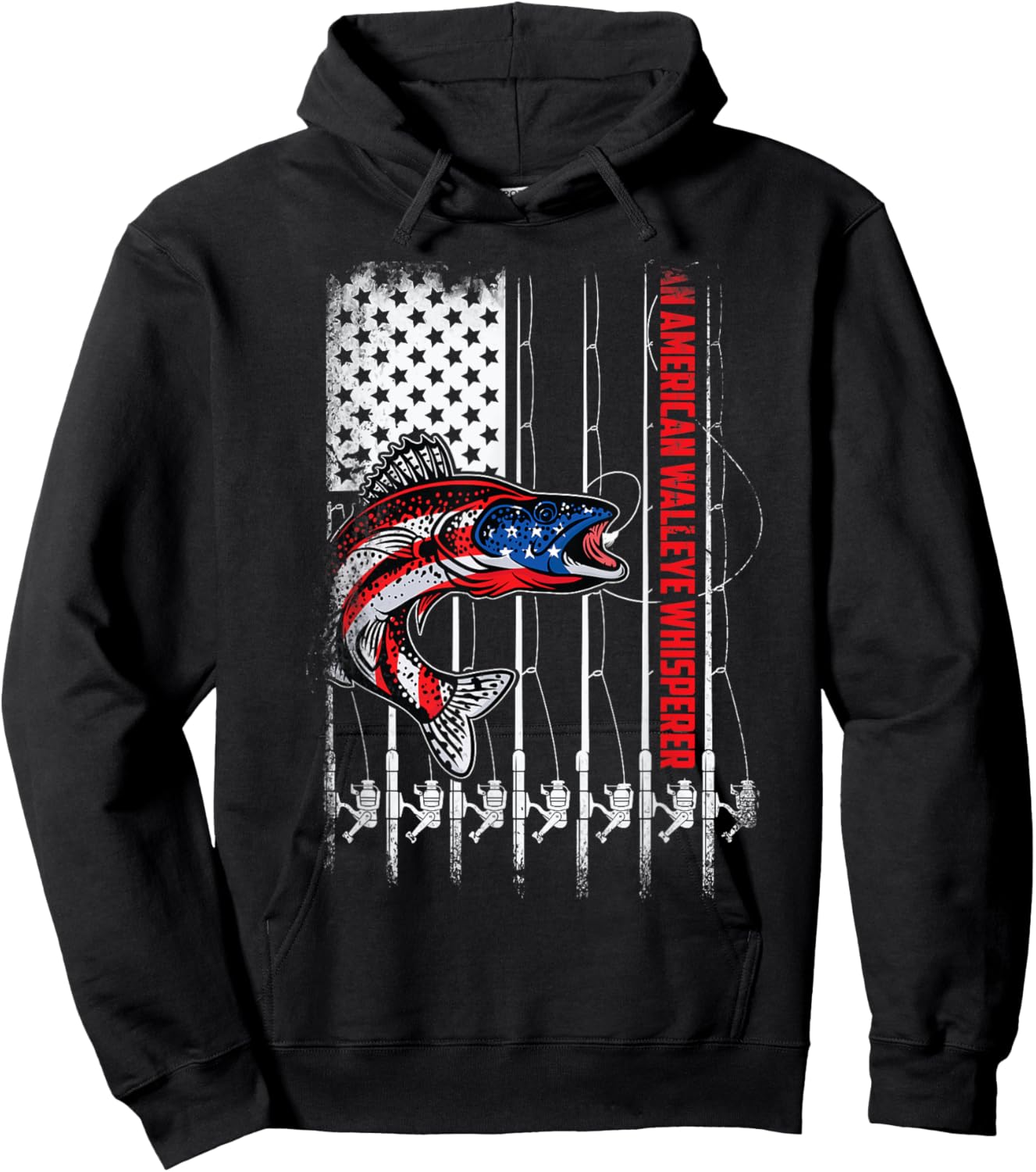 Patriotic anglers American walleye whisperer fisherman Hoodie - Hoodie | Black