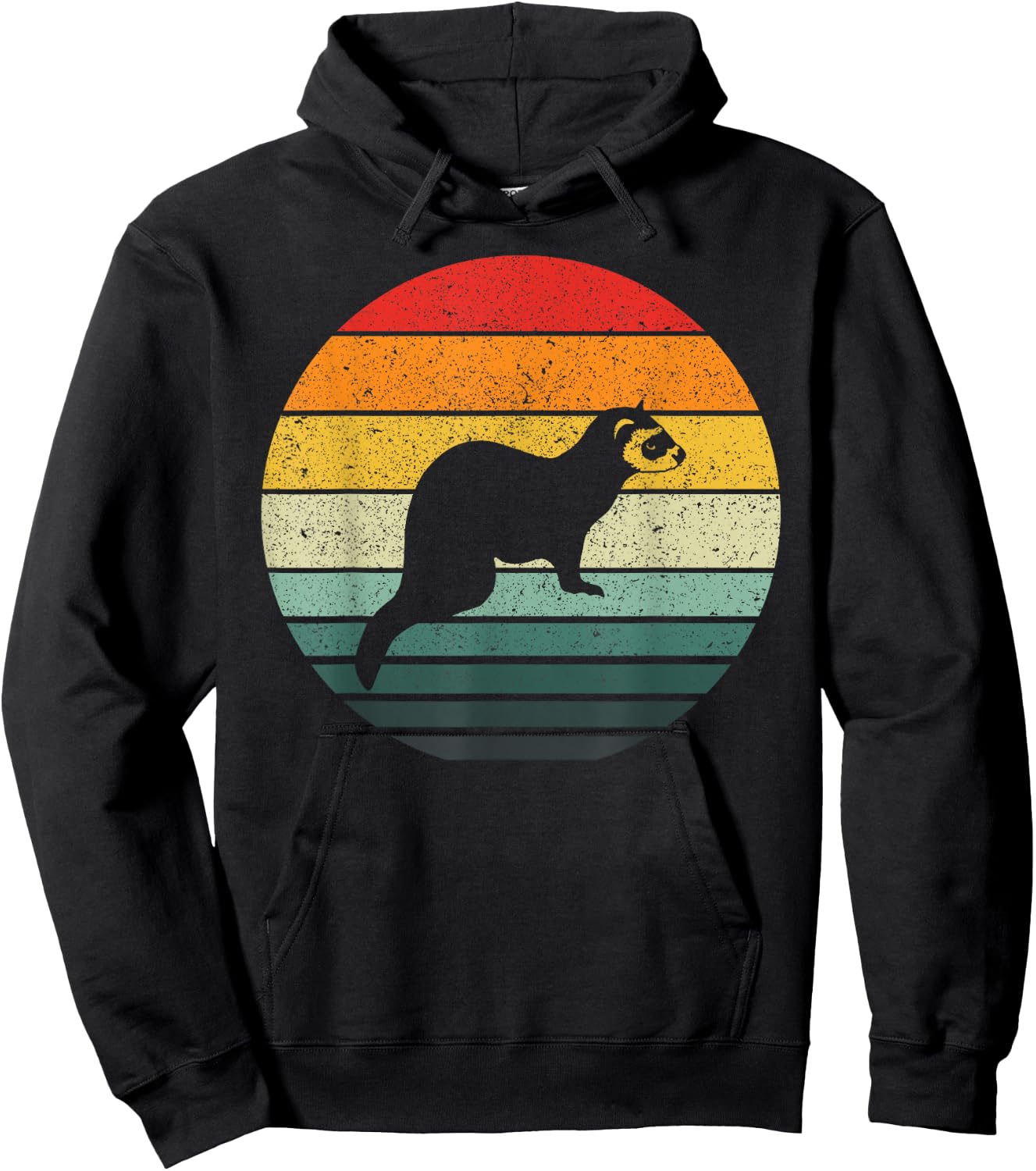 Vintage Ferret Retro Hoodie - Hoodie | Black