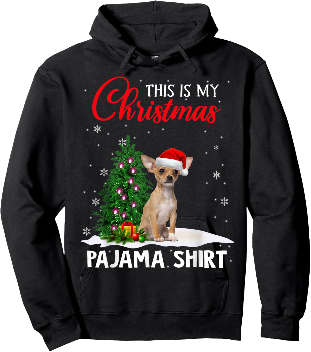 This Is My Christmas Pajama Shirt Chihuahua Christmas Dog Hoodie - Hoodie | Black