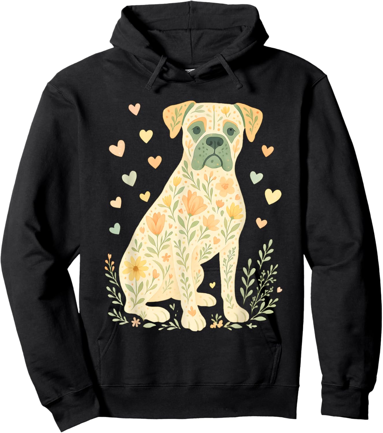 Boxer Dog Floral Shirt Cute Dog Lover Dog Mom Hoodie - Hoodie | Black