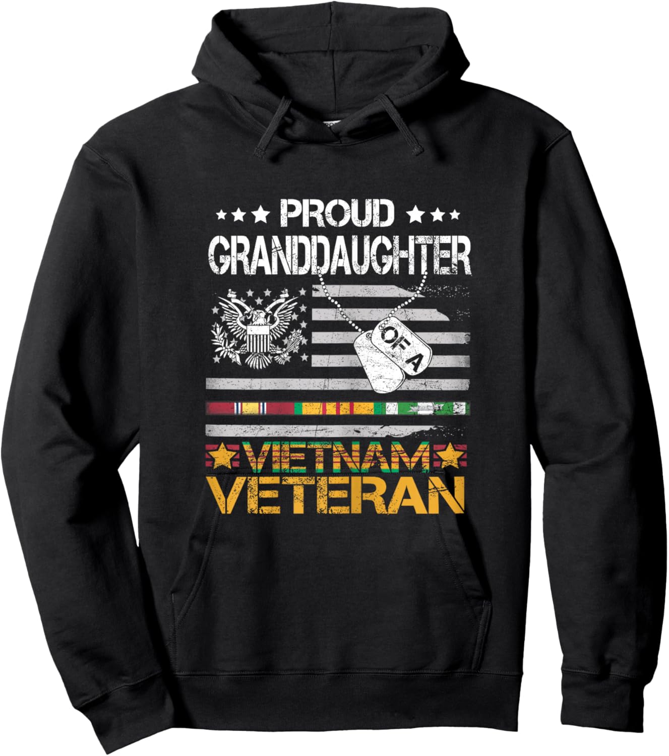 Proud Granddaughter Of A Vietnam Veteran Patriotic US Vet Hoodie - Hoodie | Black