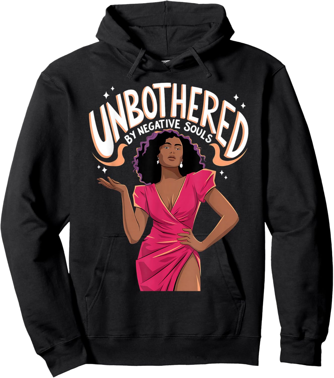 Unbothered By Negative Souls Black Women Girls Afro Queen Hoodie - Hoodie | Black