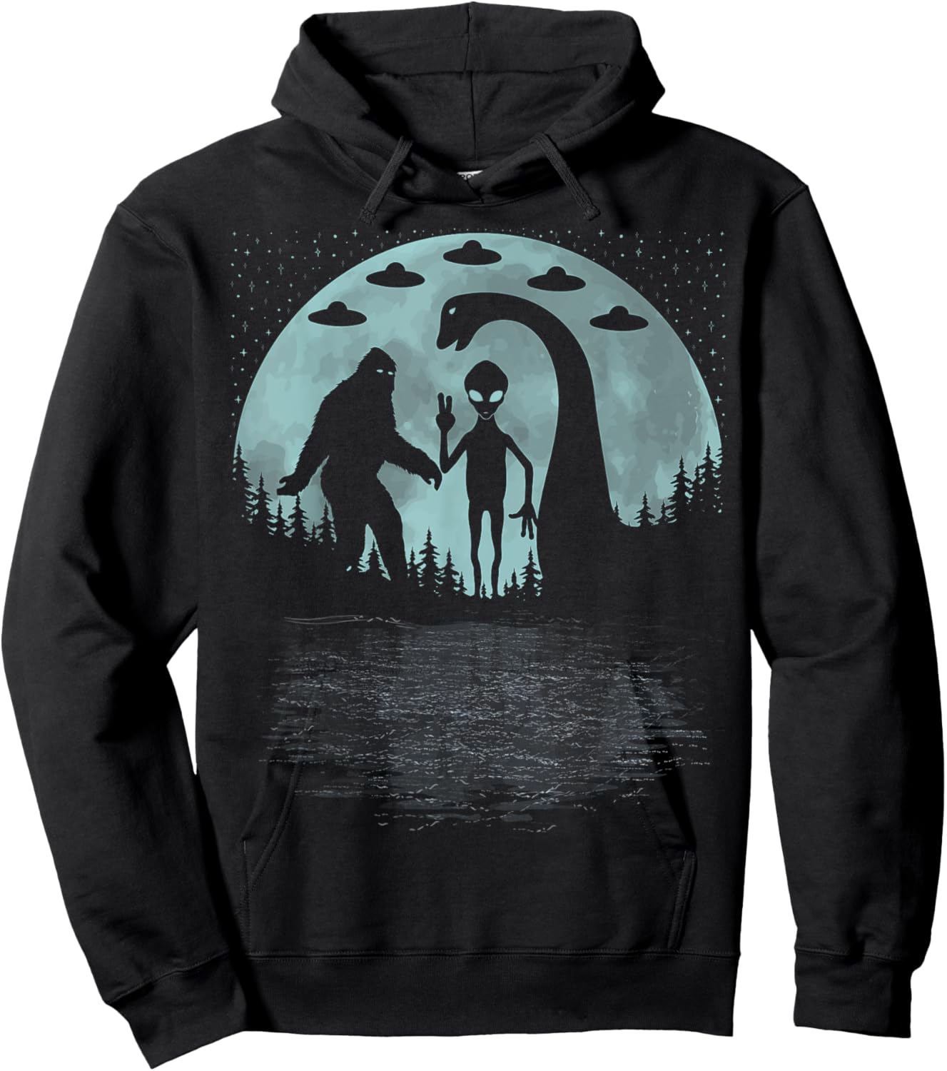 Bigfoot Loch Ness Monster Sasquatch Ufo Nessie And Aliens Hoodie - Hoodie | Black