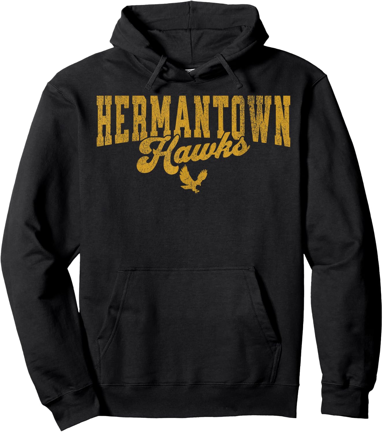 Hermantown Minnesota MN Hermantown Hawks Vintage Look Hoodie - Hoodie | Black