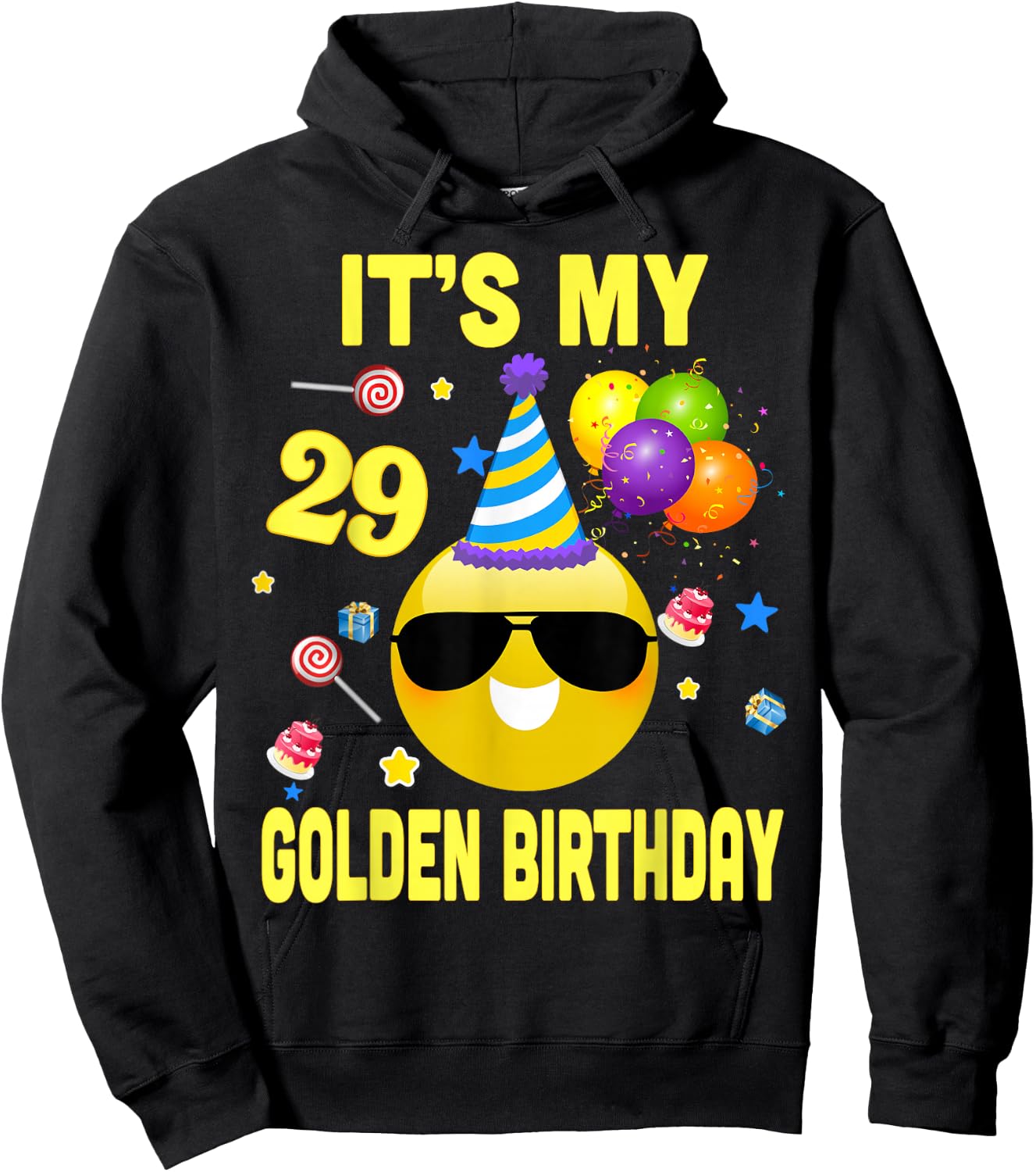 29th Birthday Gifts It's My Golden Birthday 29 Years Old WY2 Hoodie - Hoodie | Black