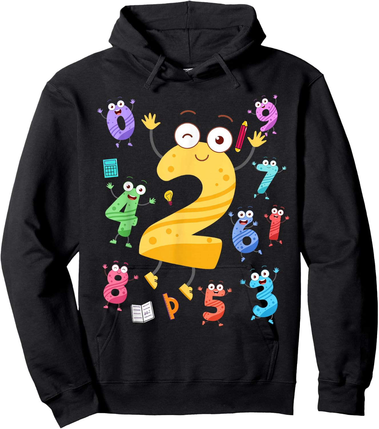 Maths Day Number Costume With Number 2 Idea For Kids Number Hoodie - Hoodie | Black
