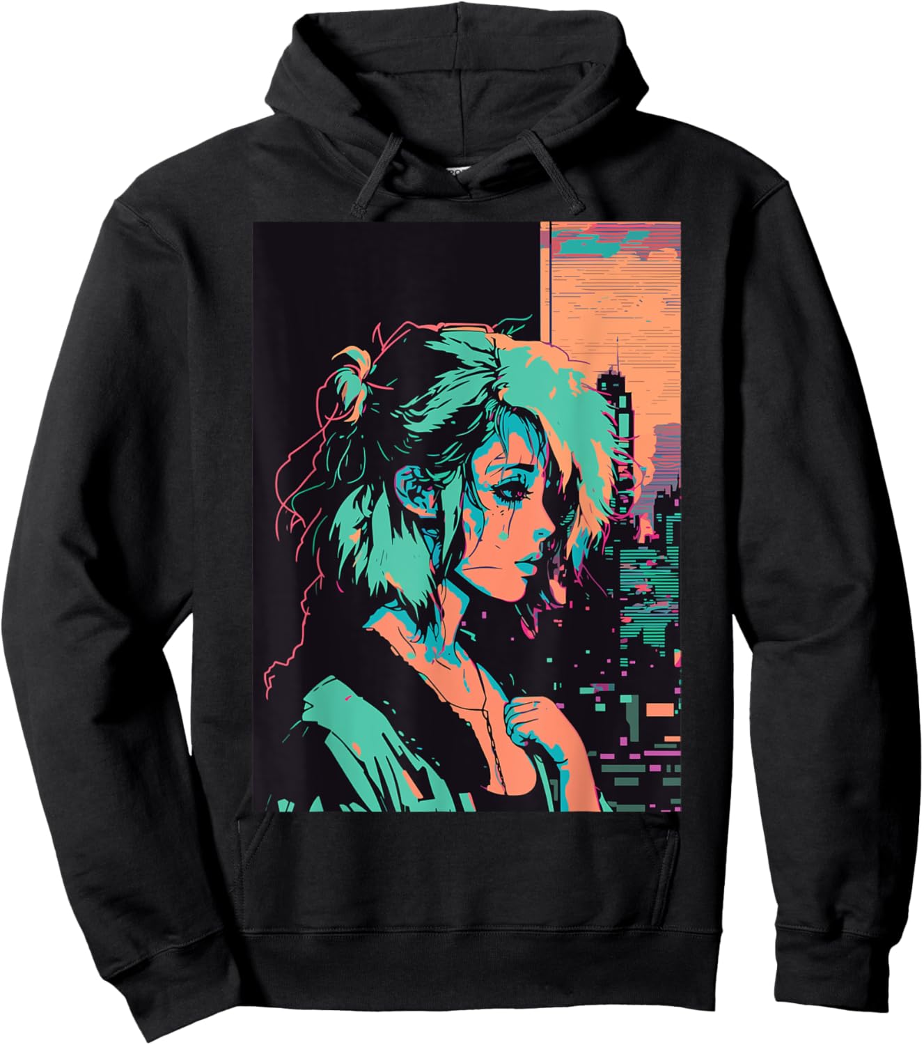 Japanese Vaporwave Sad Anime Girl Indie Aesthetic Otaku Hoodie - Hoodie | Black