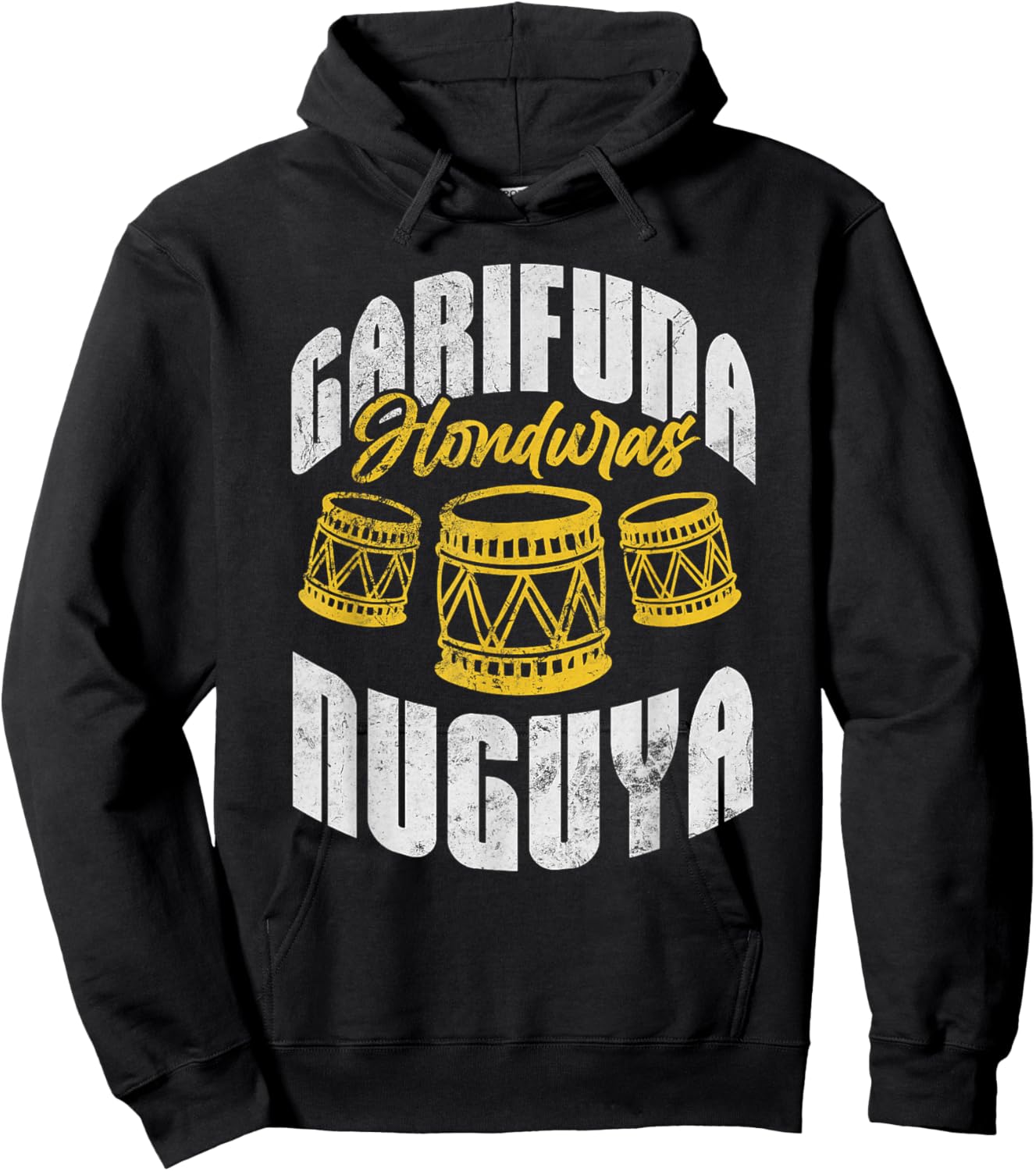 Garifuna Honduras Nuguya Cultural Music Distressed Hoodie - Hoodie | Black