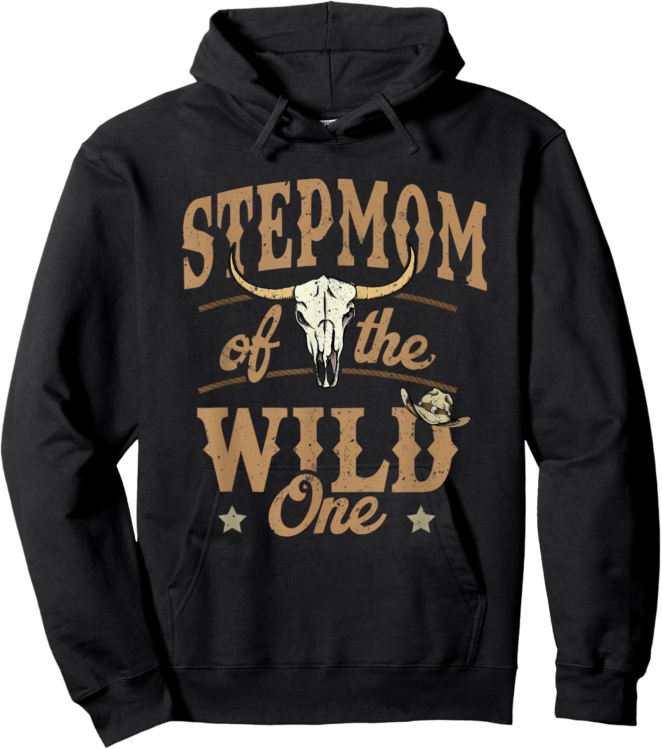 Stepmom of The Wild One Cowboy Western Rodeo Party Matching Hoodie - Hoodie | Black