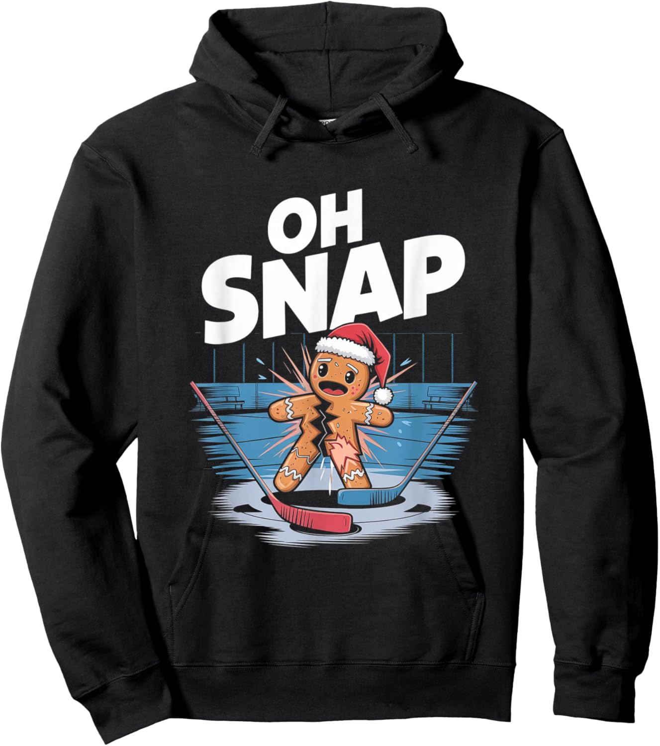 Ice Hockey Christmas Gingerbread Hoodie - Hoodie | Black