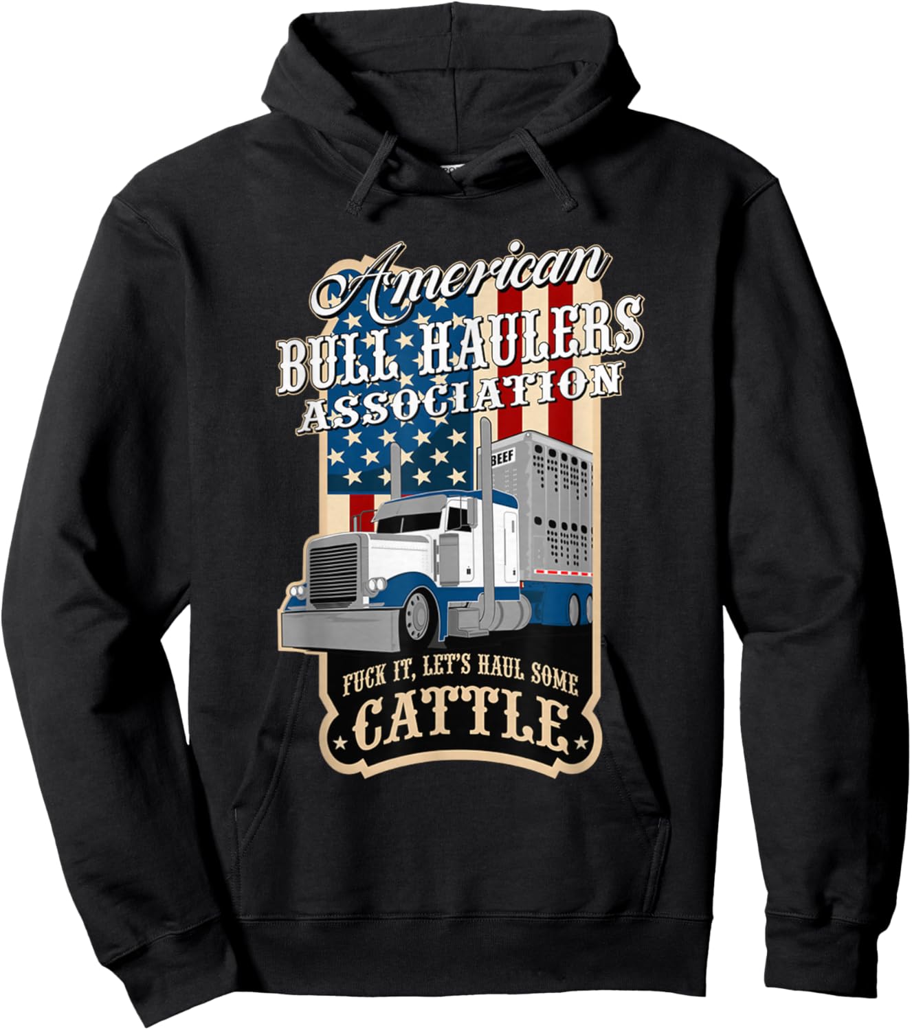 American Bull Haulers Association Men's Black Cotton Polyester Blend Short Sleeve , Small Hoodie - Hoodie | Black