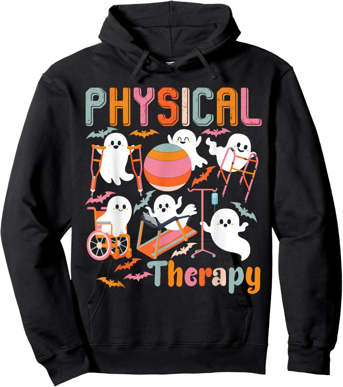 Cute Ghost Physical Therapy PT Physical Therapist Halloween Hoodie - Hoodie | Black