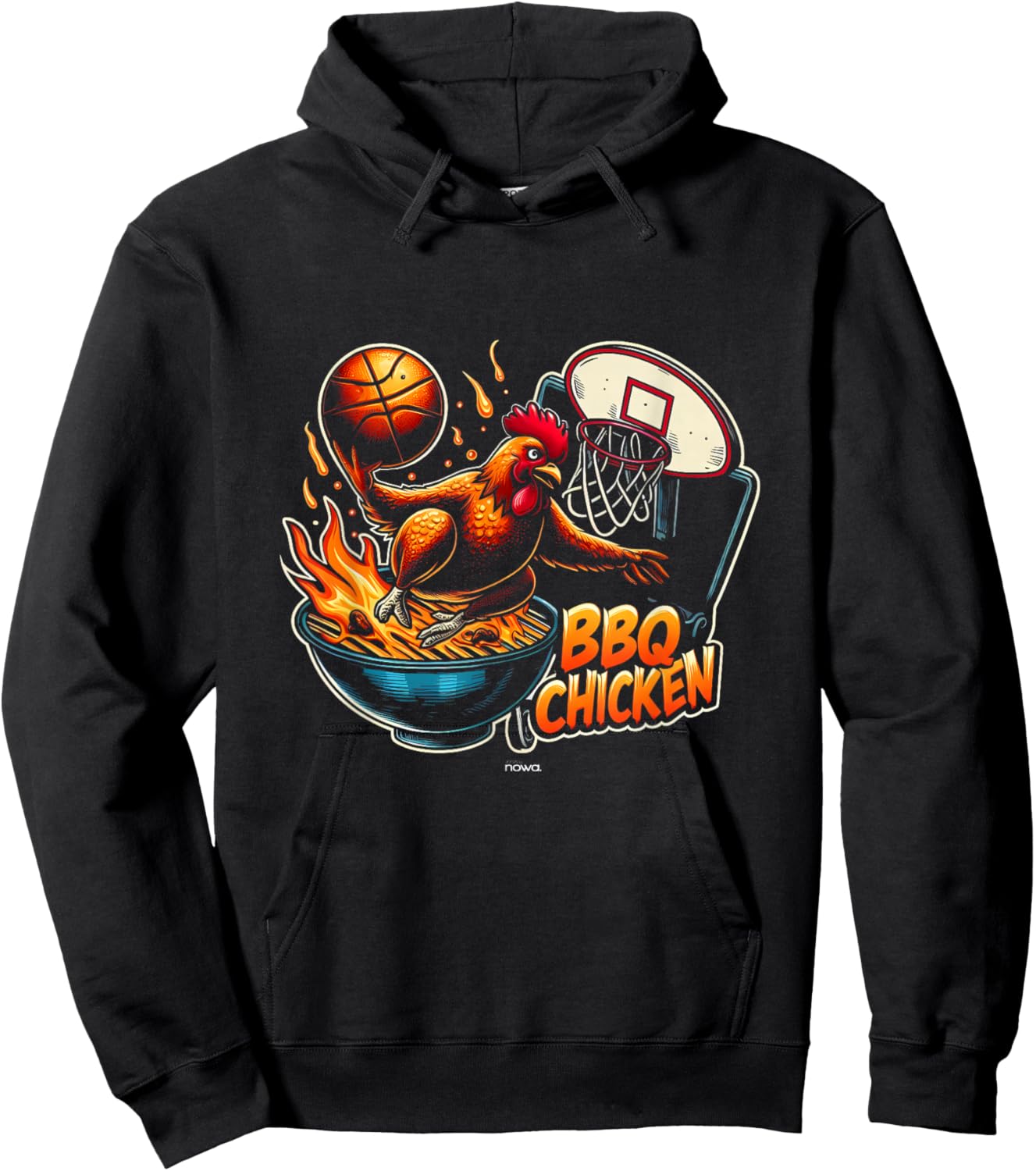 Bbq Chicken Flying From the Barbecue Grill to the Hoop Hoodie - Hoodie | Black