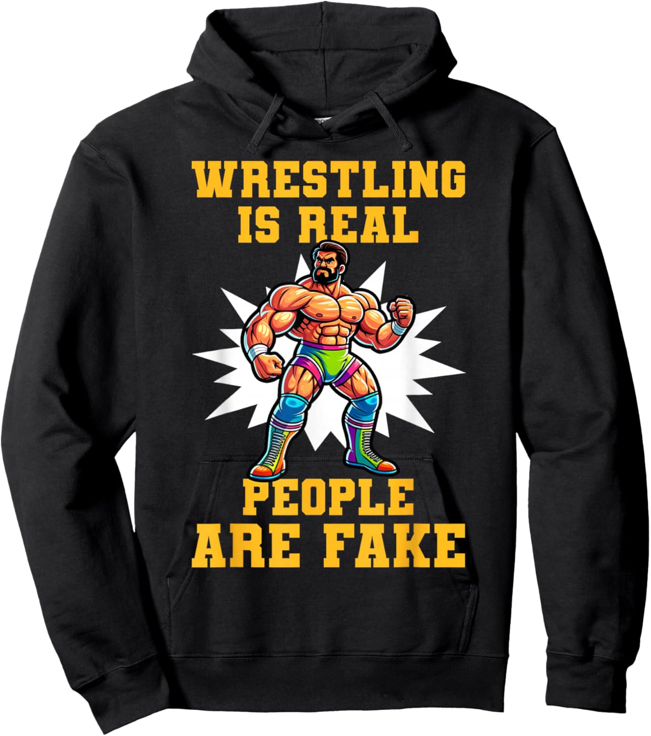 Powerhouse Pro Wrestling Apparel Pro Wrestling Champ Vintage Retro Distressed Wrestler Design Hoodie - Hoodie | Black