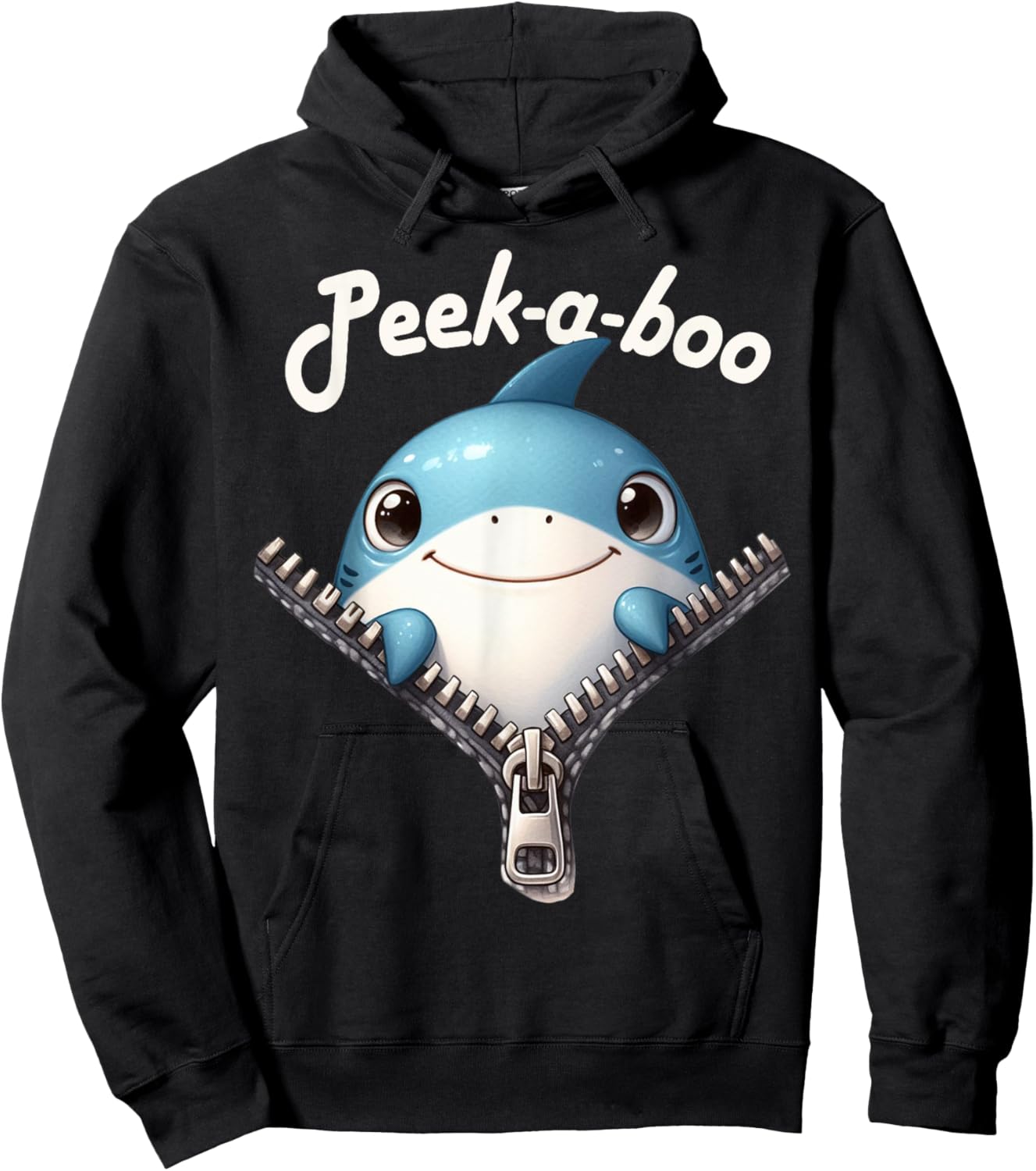 Funny - Peek-a-boo - Shark Hoodie - Hoodie | Black