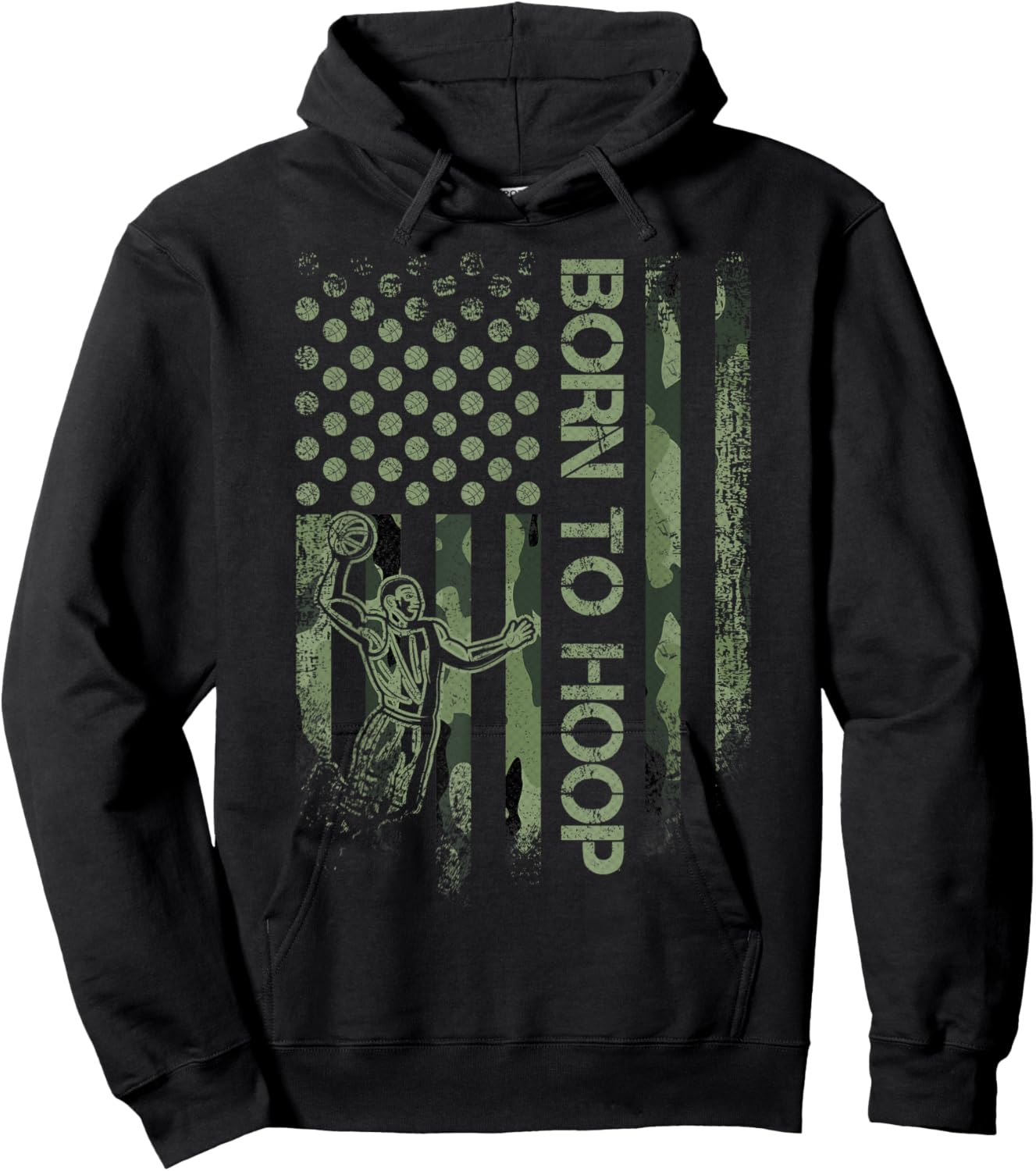 Vintage USA Camouflage Born To Hoop - Basketball Player Love Hoodie - Hoodie | Black