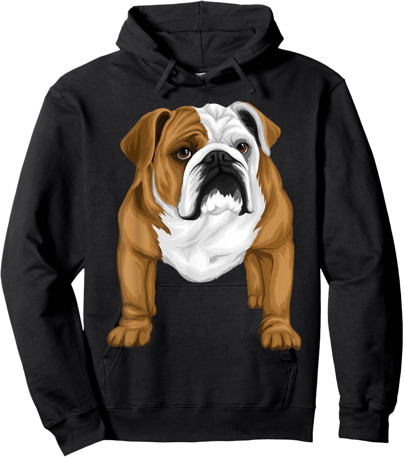 Cool Bulldog Dog Face Graphic Hoodie - Hoodie | Black