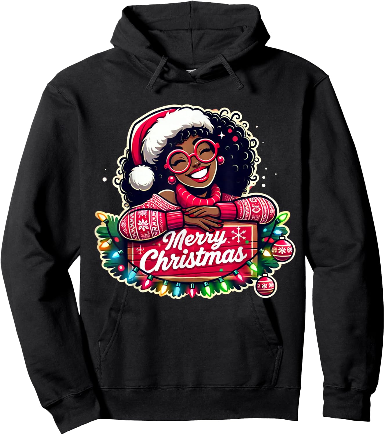 African American Merry Christmas African Black Women Girls Hoodie - Hoodie | Black