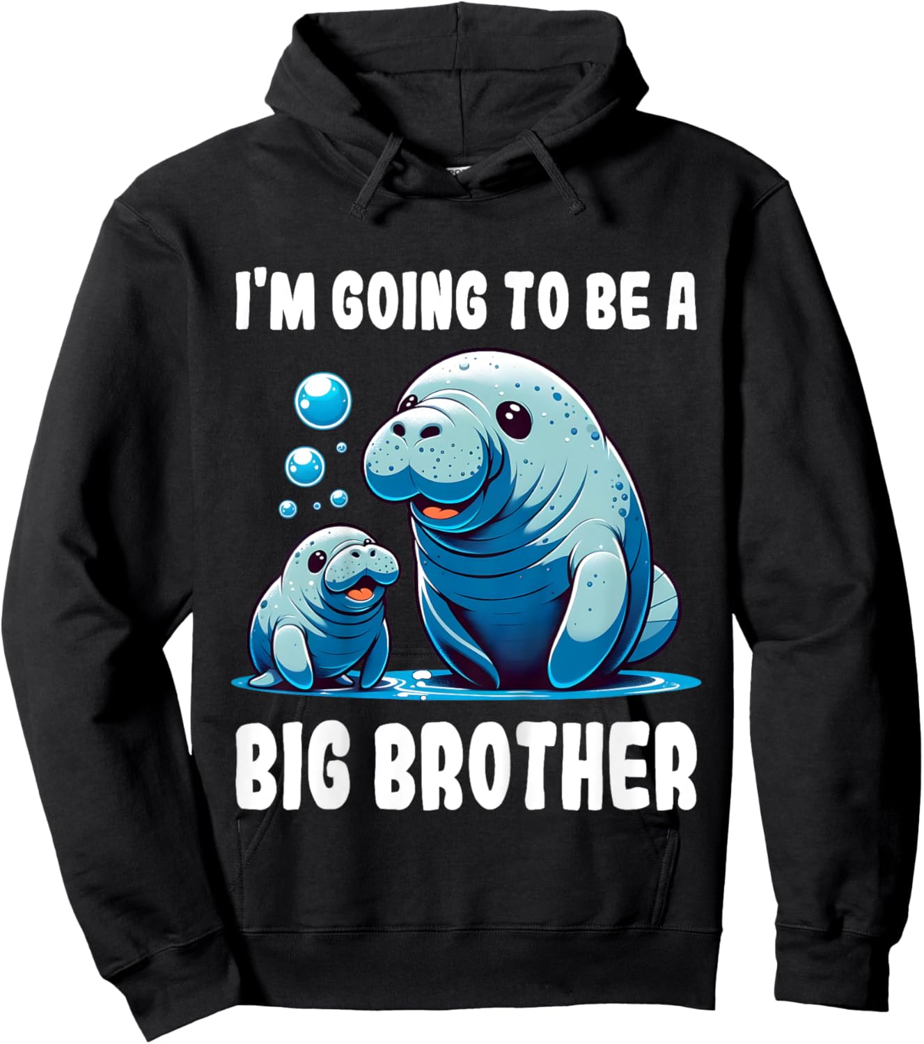 Kids Big brother manatee manatee I'm going to be big brother Hoodie - Hoodie | Black