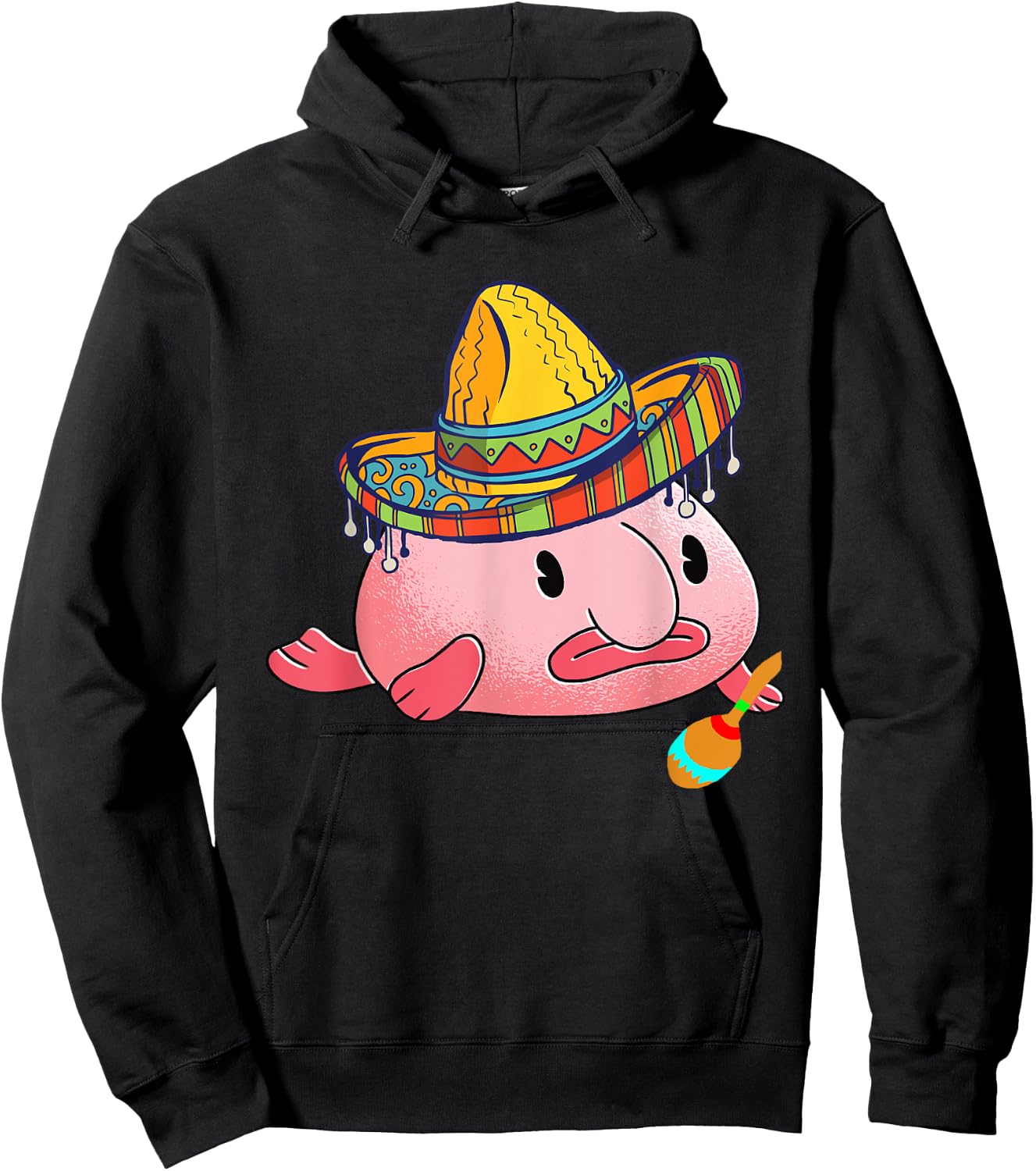 Blobfish Ugly Fish Deep Sea Funny Sombrero Costume Hoodie - Hoodie | Black
