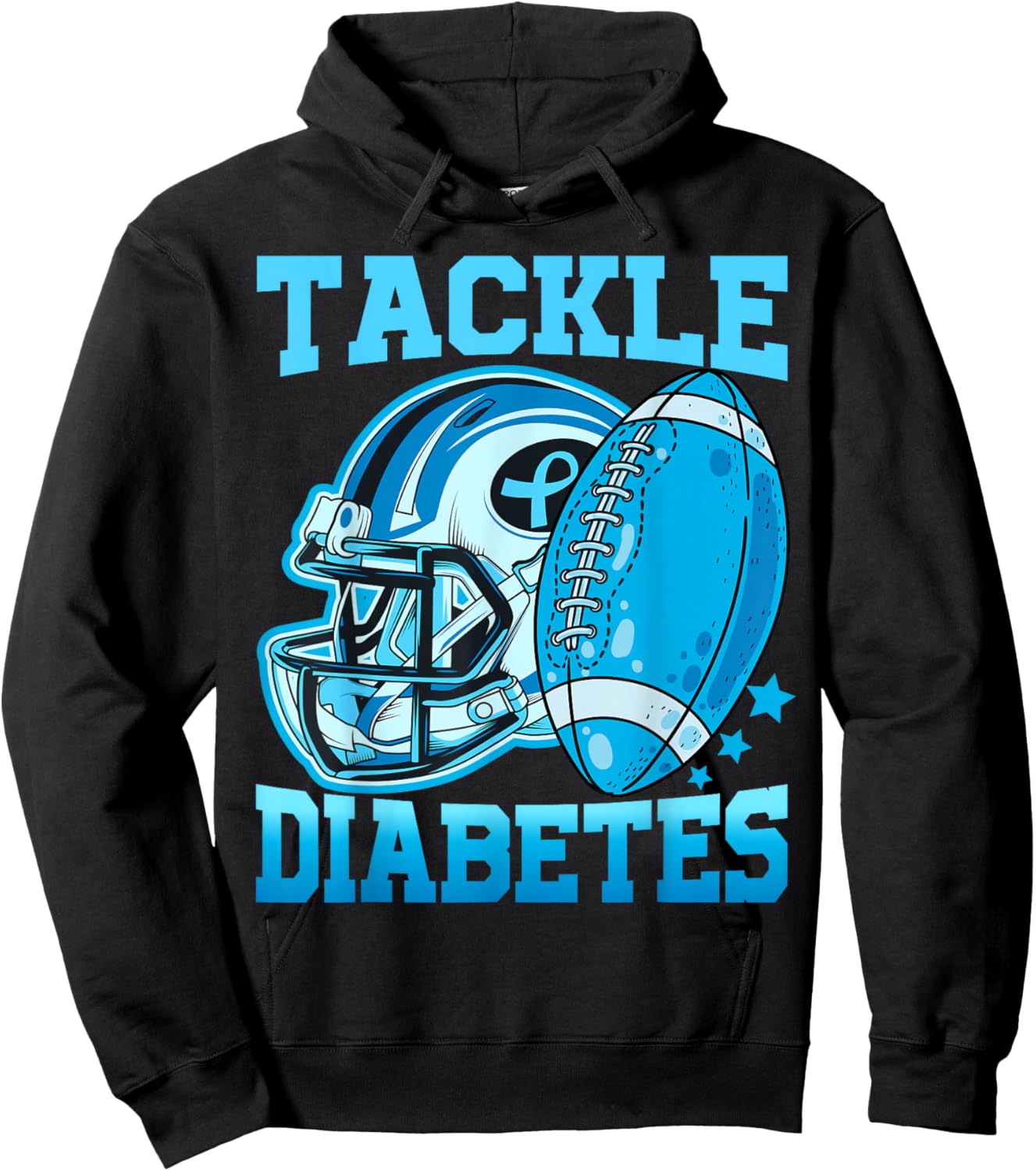 Tackle Diabetic Type 1 Blue Football Diabetes Awareness Men Hoodie - Hoodie | Black