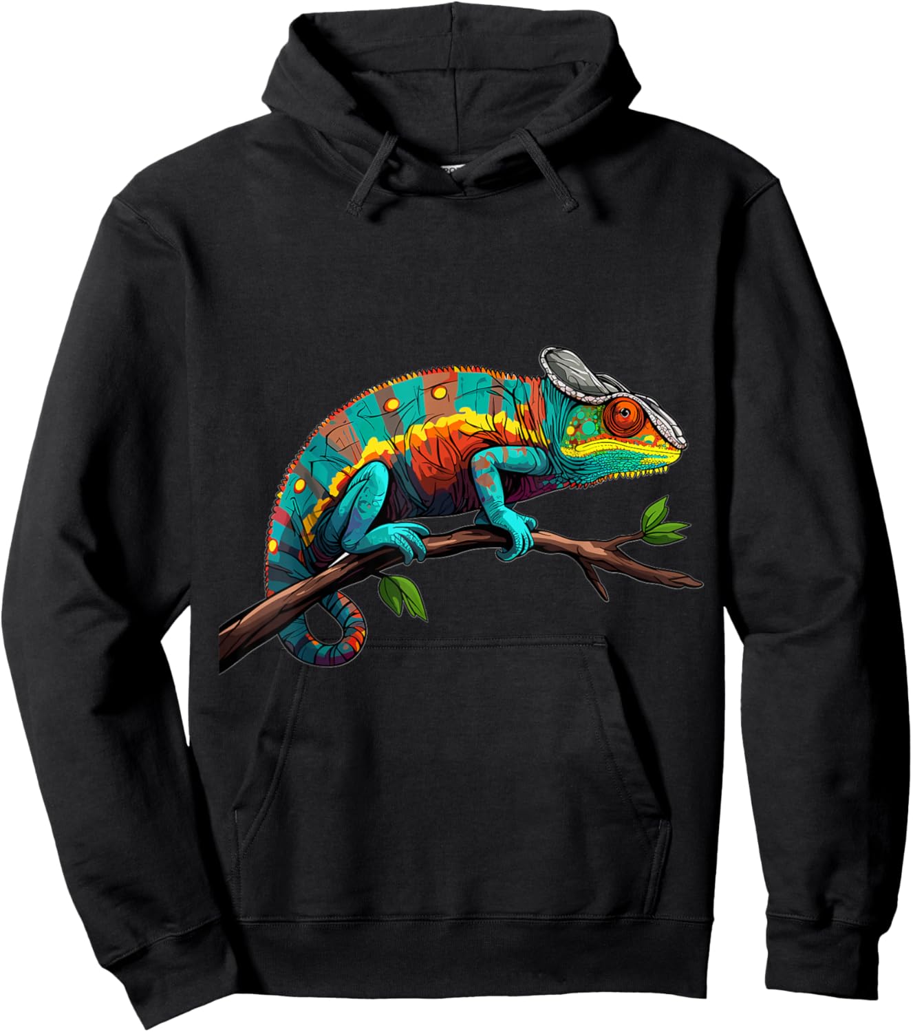 Chameleon Reptile Graphic Hoodie - Hoodie | Black