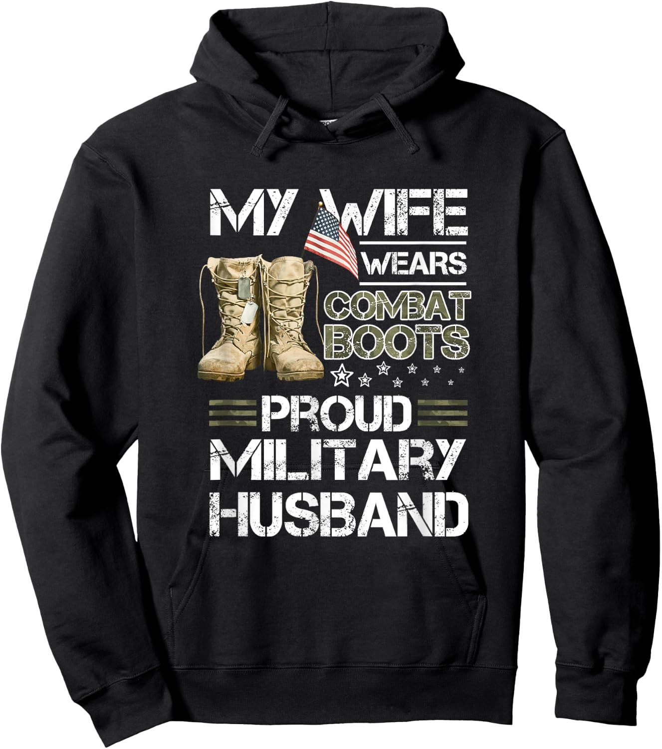 My Wife Wears Combat Boots Proud Military Husband Hoodie - Hoodie | Black