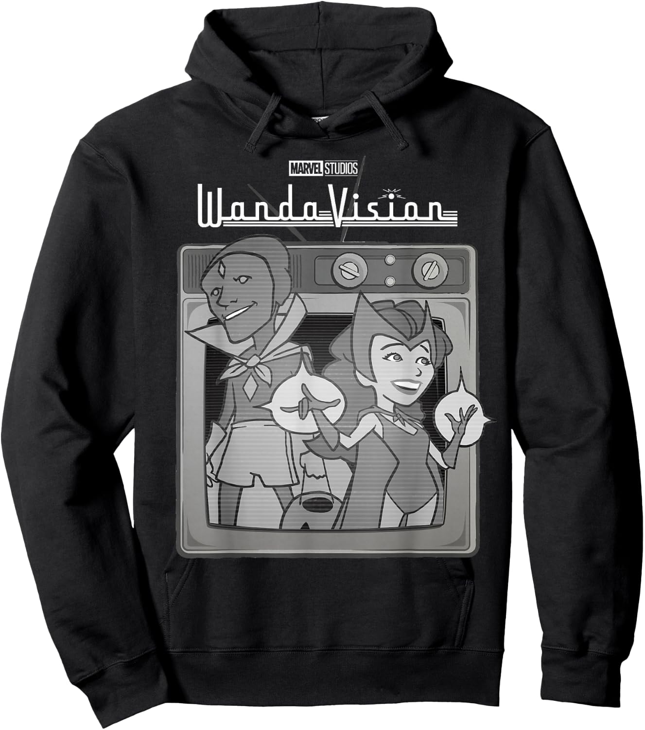 Marvel WandaVision Retro Cartoon TV Logo Small Hoodie - Hoodie | Black