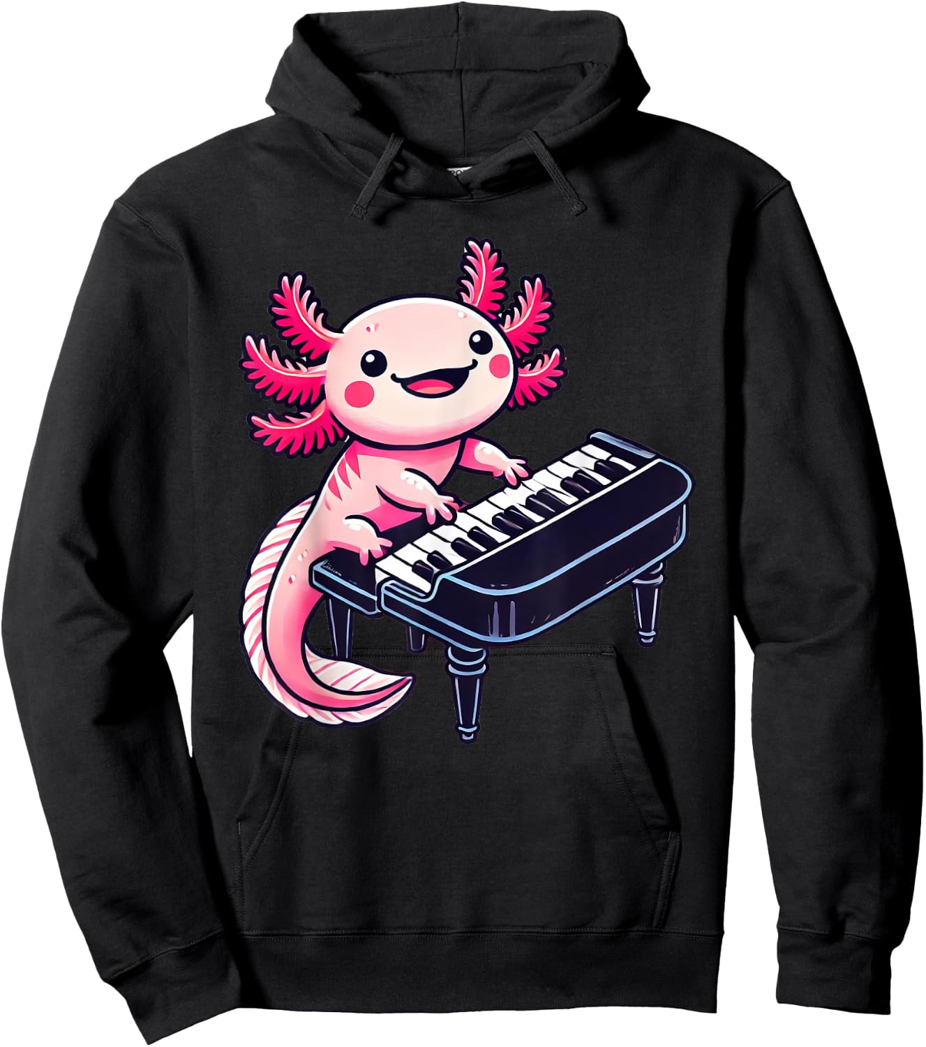 Axolotl Playing Piano Axolotls Musician Music Hoodie - Hoodie | Black