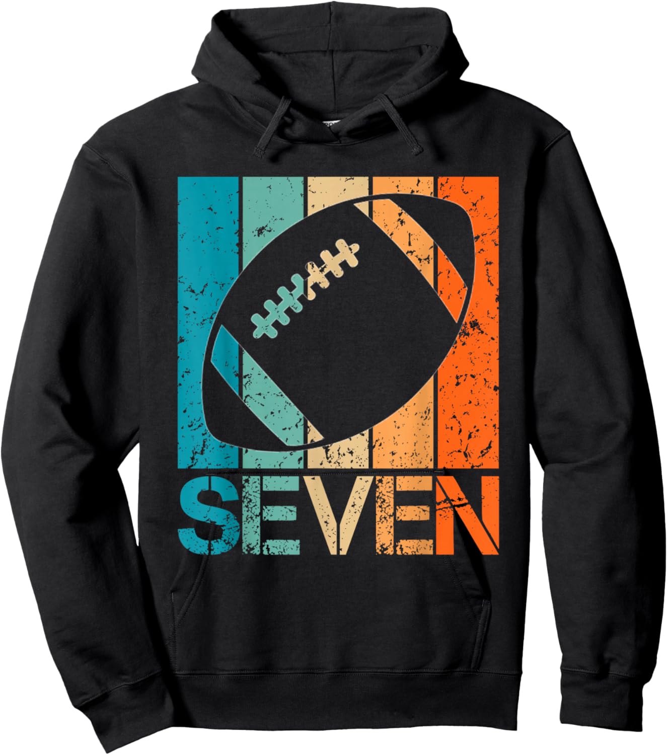 7th Football Birthday 7 Year Old 7yr Boys Birthday Football Hoodie - Hoodie | Black