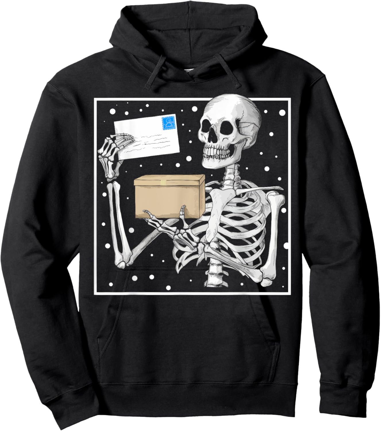Skeleton Postal Worker Spooky Mail Carrier Mailman Halloween Hoodie - Hoodie | Black