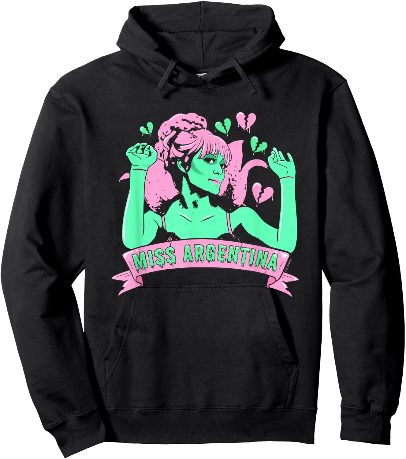 Beetlejuice Iconic Miss Argentina Pastel Colors Big Portrait Hoodie - Hoodie | Black