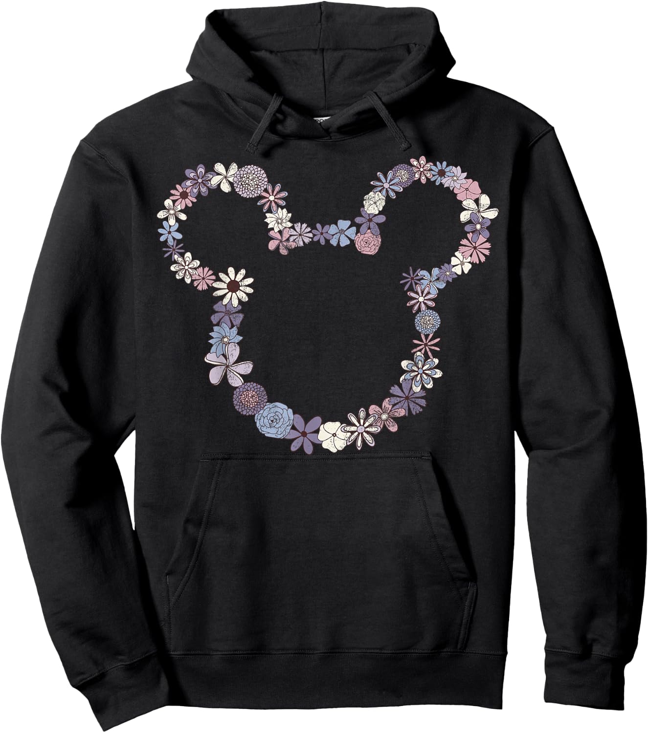 Disney Mickey & Friends Mickey Floral Outline Small Hoodie - Hoodie | Black