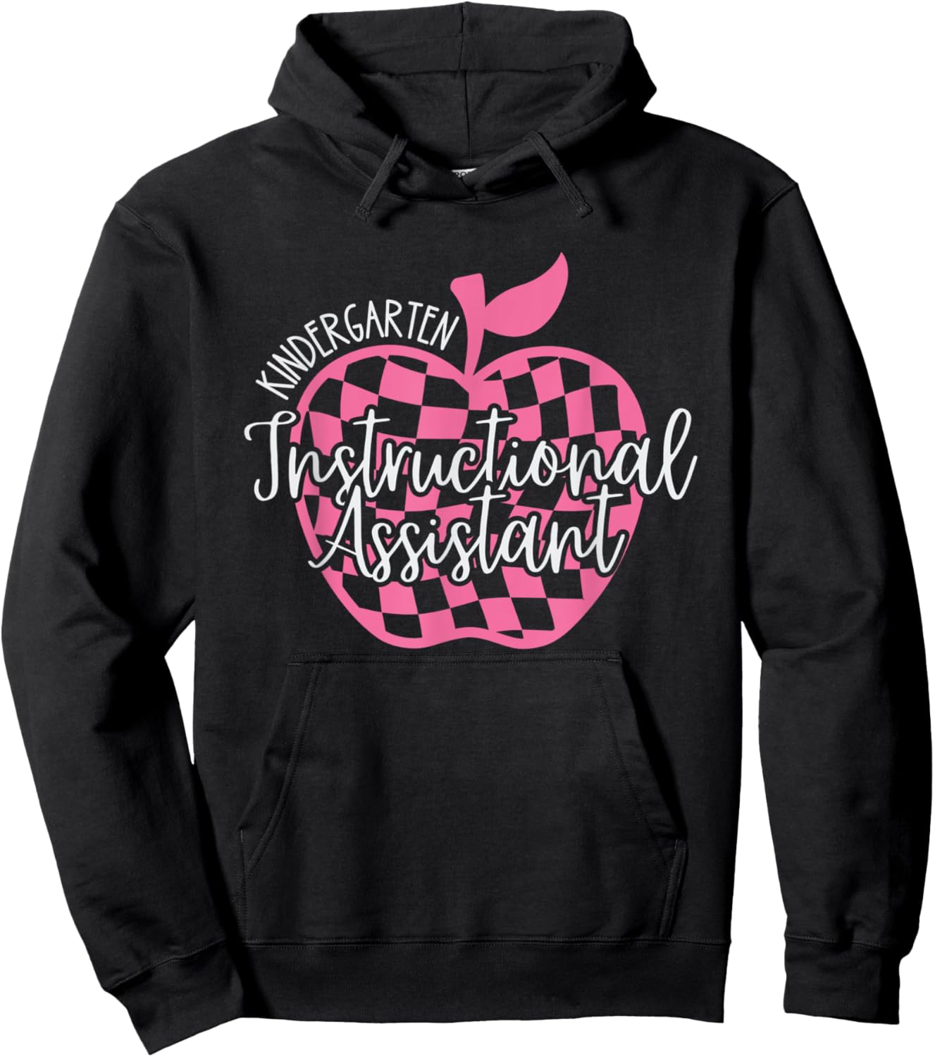 Retro Kindergarten Instructional Assistant Apple Teacher Men Women Kids Hoodie - Hoodie | Black