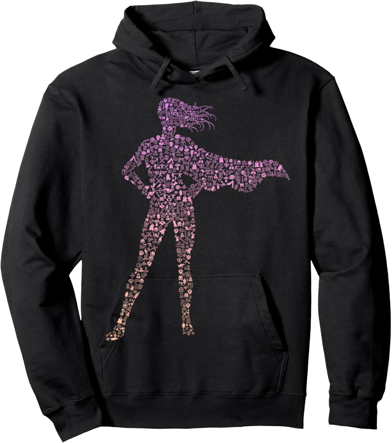 Silhouette Icon Superhero Shirt | Girls Superhero Hoodie - Hoodie | Black