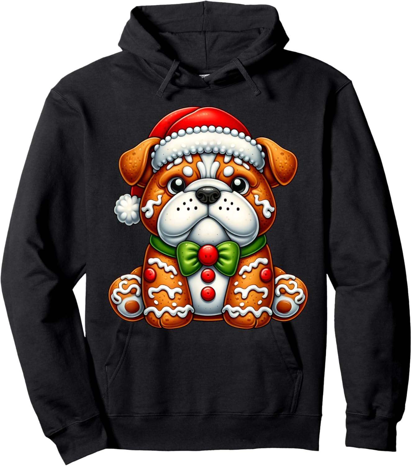 Gingerbread Man English Bulldog Christmas Kids Hoodie - Hoodie | Black
