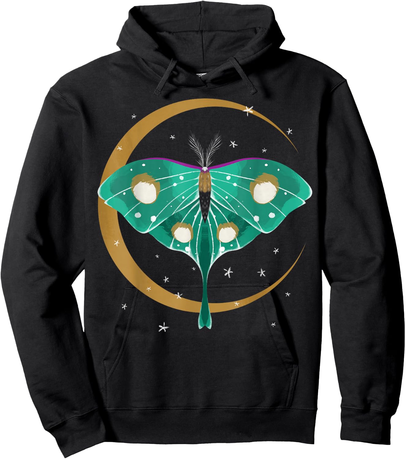Cute Luna Moth Beautiful Butterfly Insect Lover Themed Hoodie - Hoodie | Black
