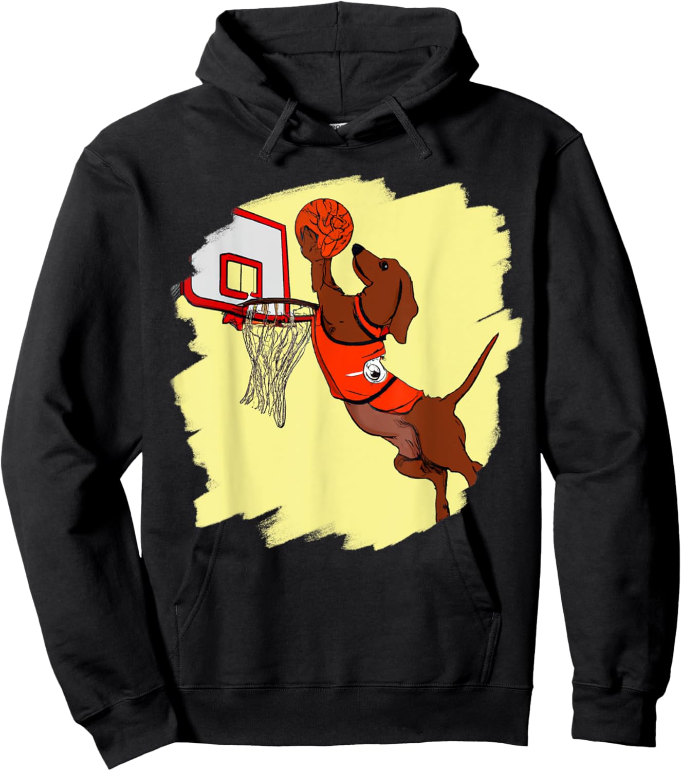 Dachshund Chiweenie Wiener Dog Playing Basketball Funny Dog Hoodie - Hoodie | Black