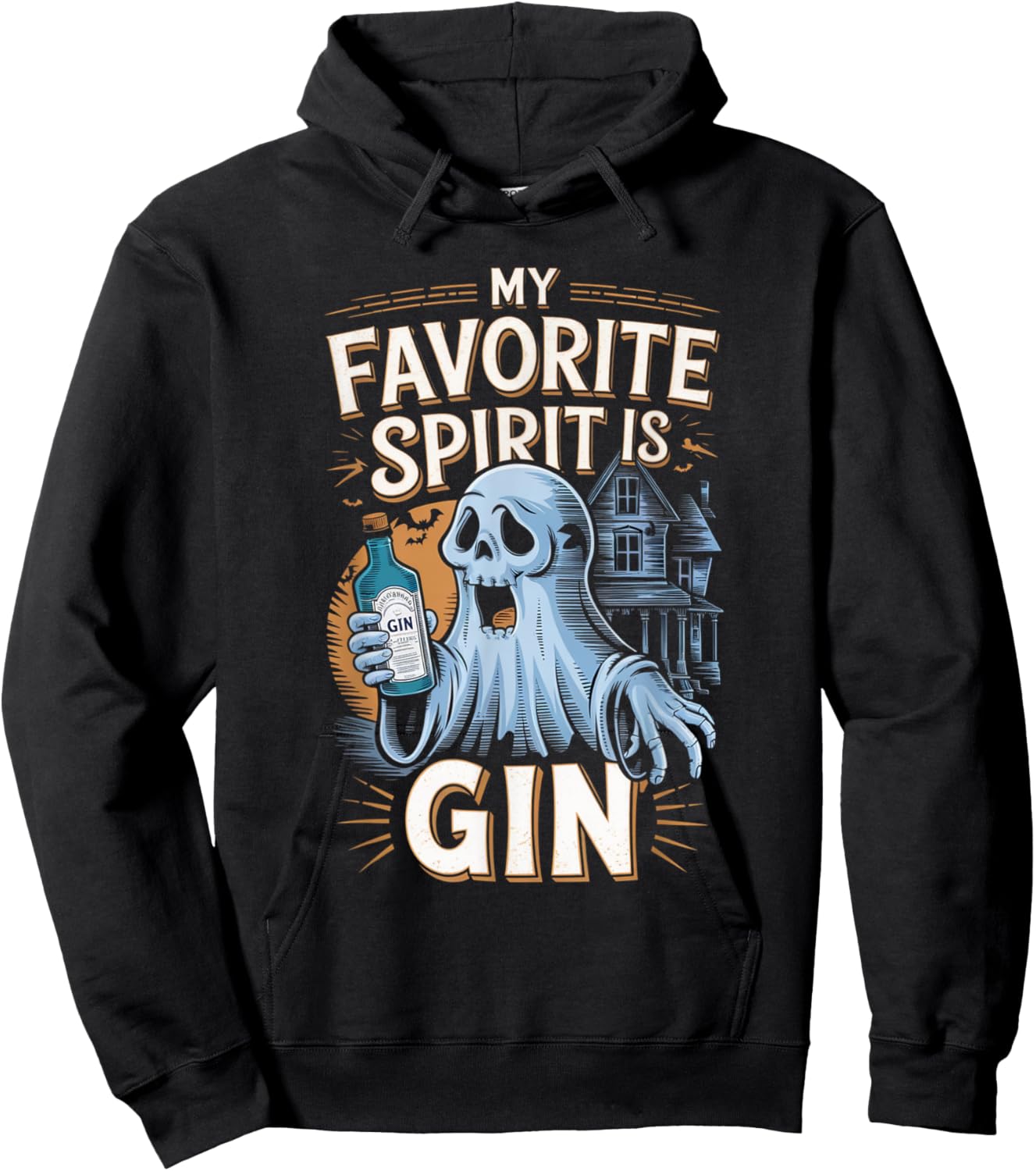 My Favorite Spirit Is Gin Ghost Halloween Gin Hoodie - Hoodie | Black