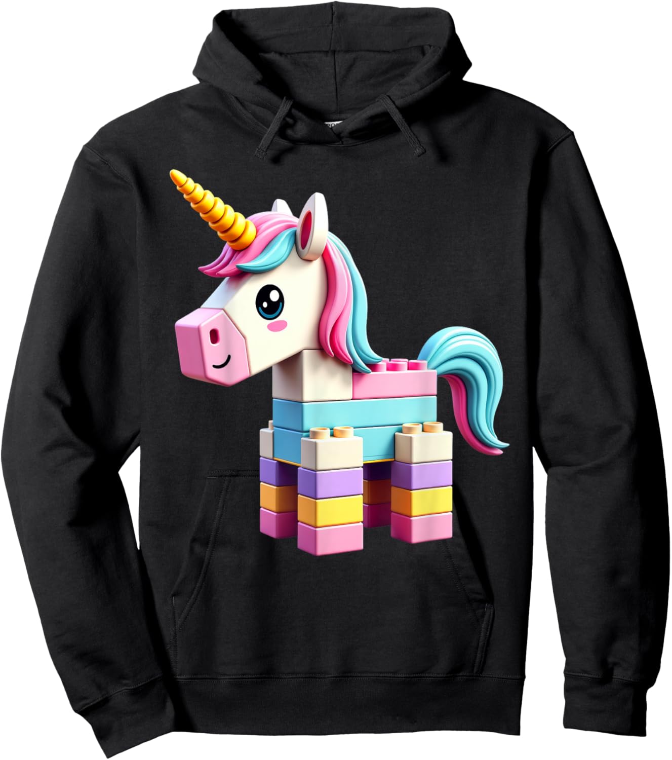 Master Builder Bricks Blocks Play Toys Unicorn Hoodie - Hoodie | Black