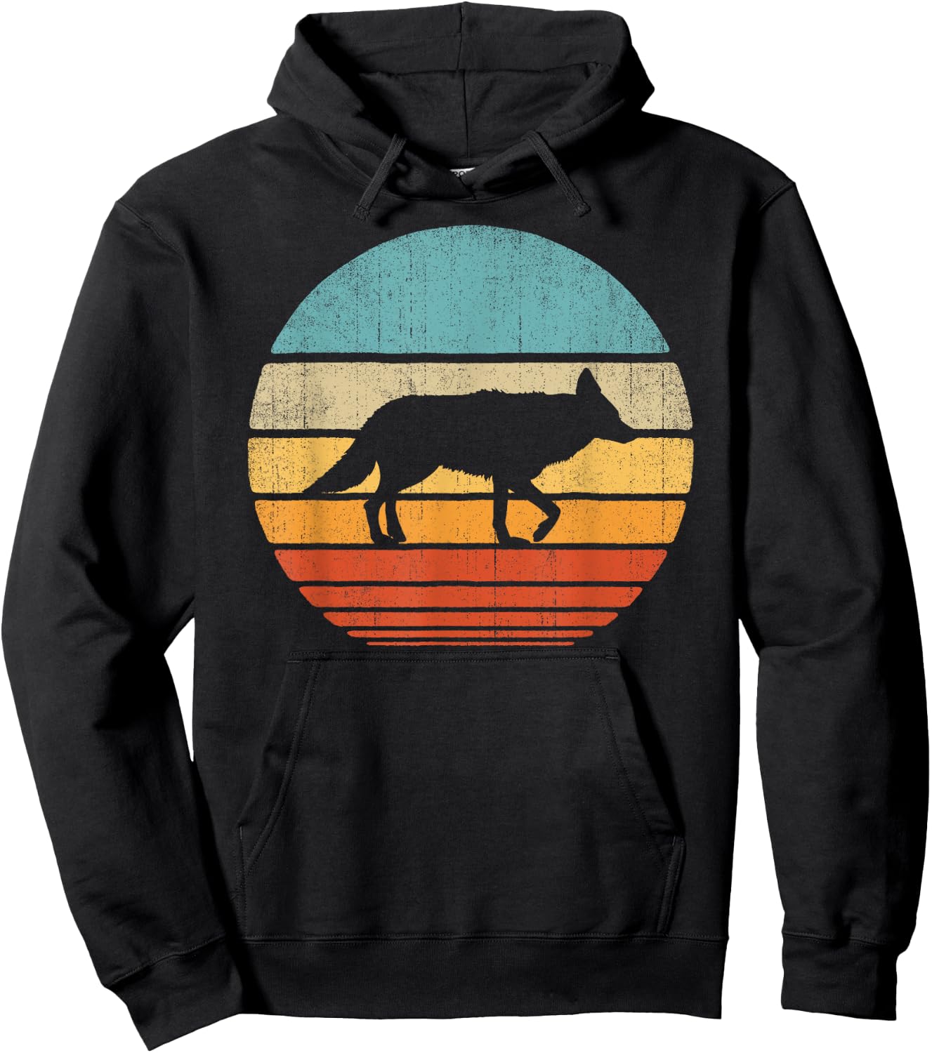 Coyote Retro Vintage 60s 70s Sunset Mammal Animal Men Women Hoodie - Hoodie | Black