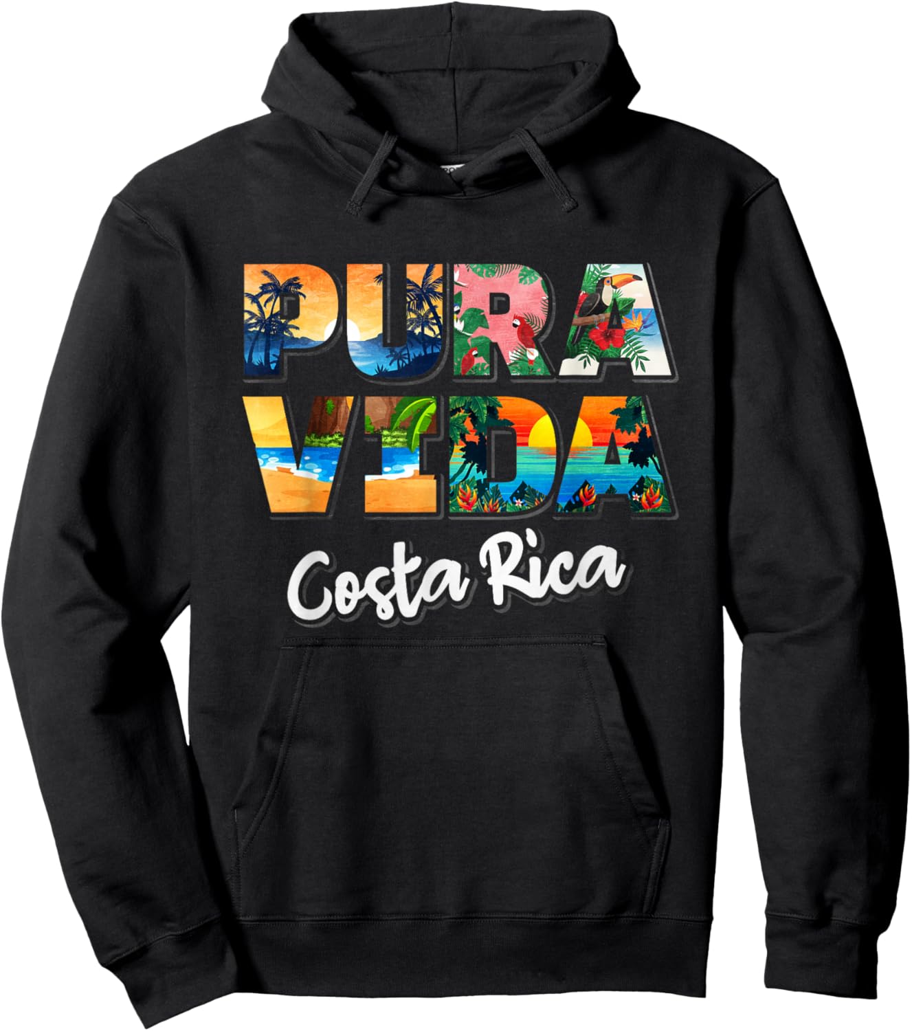 Pura Vida Costa Rica Souvenir - Cool Central America Travel Hoodie - Hoodie | Black
