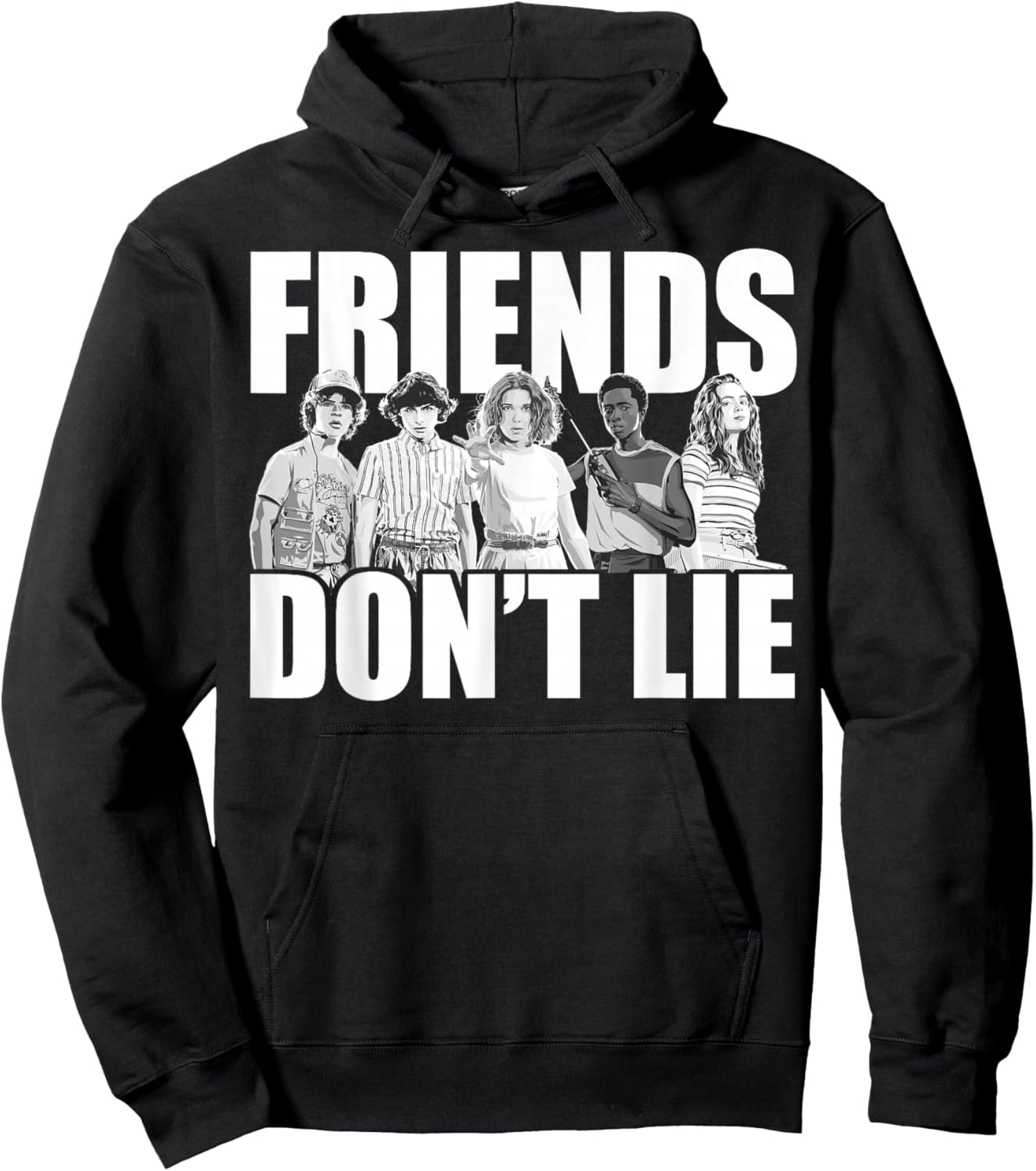 Netflix Stranger Things Friends Don't Lie Group Shot Hoodie - Hoodie | Black
