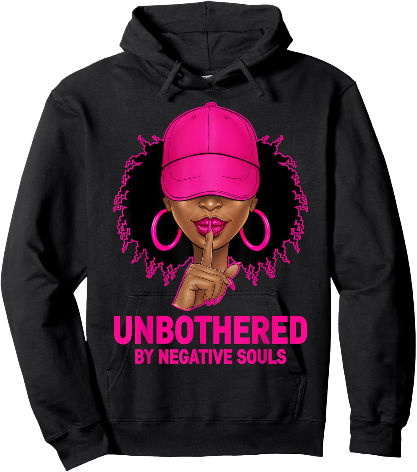Afro Queen With Cap Sassy Black Woman African American Women Hoodie - Hoodie | Black