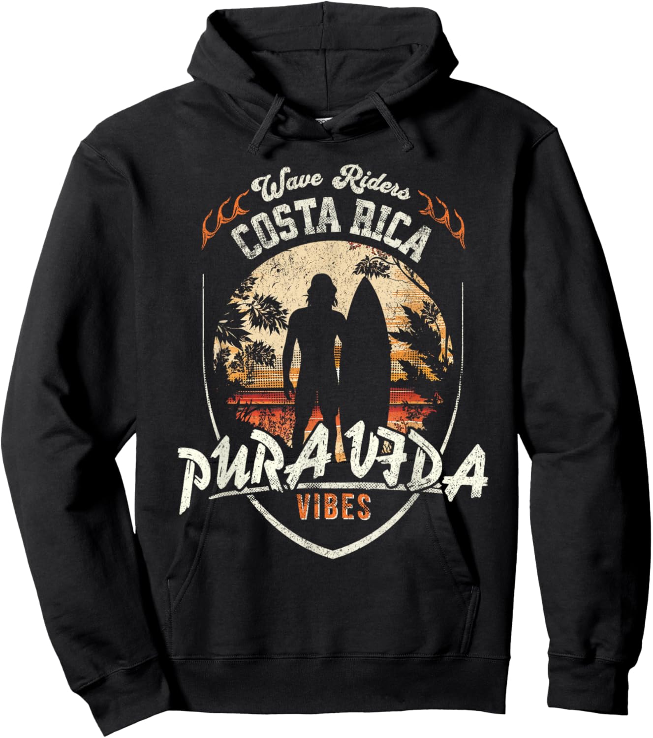 Pura Vida Surfing, Costa Rica, Surfing Pura Vida Hoodie - Hoodie | Black