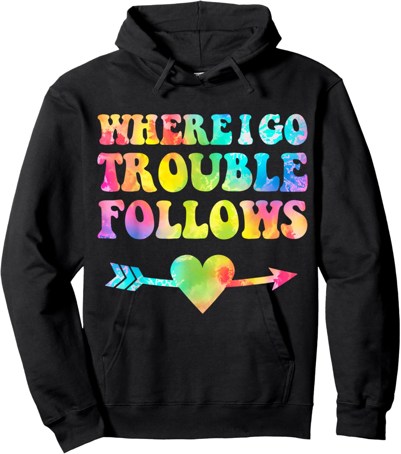 Where I Go Trouble Follows Couple Hoodie - Hoodie | Black